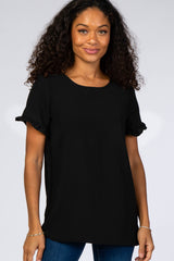 Black Ruffle Sleeve Maternity Blouse
