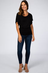 Black Basic Fitted Dolman Sleeve Top