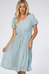 Blue Swiss Dot Midi Dress