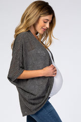 Charcoal Woven Knit Dolman Maternity Cover Up