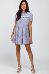 Lavender Floral Crochet Accent Maternity Dress