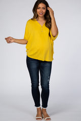 Mustard Button Front Maternity Tunic
