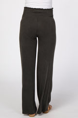 Black Smocked Waist Knit Maternity Pants