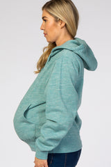 Blue Soft Fleece Maternity Drawstring Hoodie
