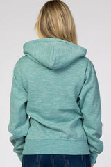 Blue Soft Fleece Maternity Drawstring Hoodie