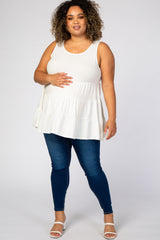 Ivory Tiered Sleeveless Maternity Plus Top