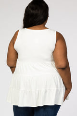 Ivory Tiered Sleeveless Plus Top