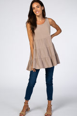 Beige Tiered Sleeveless Top