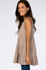 Beige Tiered Sleeveless Top
