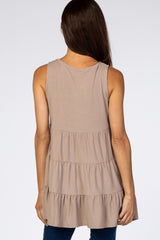 Beige Tiered Sleeveless Top