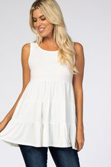 Ivory Tiered Sleeveless Maternity Top
