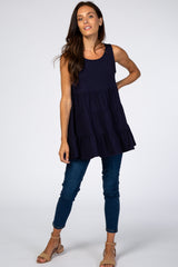 Navy Tiered Sleeveless Top