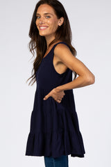 Navy Tiered Sleeveless Top