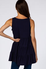 Navy Tiered Sleeveless Top
