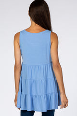 Light Blue Tiered Sleeveless Top