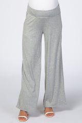 Heather Grey Smocked Waist Maternity Pants