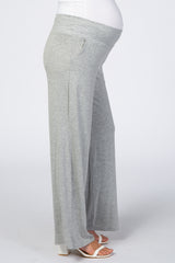 Heather Grey Smocked Waist Maternity Pants