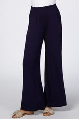 Navy Blue Smocked Waist Pants