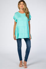 Mint Tiered Ruffle Sleeve Maternity Mini Dress