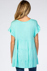 Mint Tiered Ruffle Sleeve Maternity Mini Dress