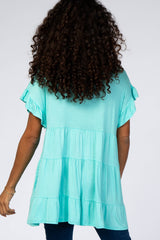 Mint Tiered Ruffle Sleeve Mini Dress