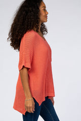 Coral Pocket Front Knit Top