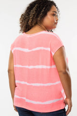 Pink Tie Dye Striped Maternity Plus Top