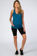 Teal Solid Active Racerback Maternity Tank Top