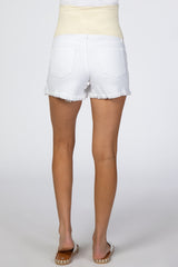 White Distressed Maternity Jean Shorts