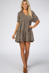 Black Floral Baby Doll Mini Dress