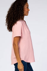 Pink V-Neck Blouse