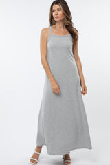 Heather Grey Square Neck Maternity Maxi Dress