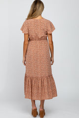 Mauve Printed Maternity Midi Dress