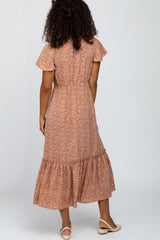 Mauve Printed Midi Dress