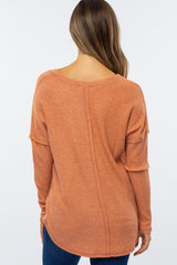 Rust Waffle Knit Long Sleeve Maternity Top