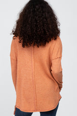 Rust Waffle Knit Long Sleeve Top