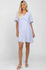 Lavender Ruffle V-Neck Babydoll Dress
