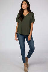 Olive Short Sleeve Blouse