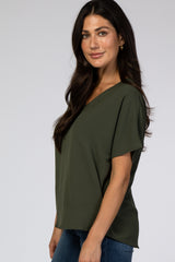 Olive Short Sleeve Blouse