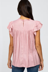 Pink Ruffle Accent Blouse