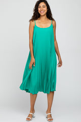 Green Pleated Maternity Midi Dress