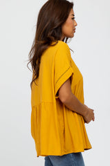 Yellow Babydoll V-Neck Top