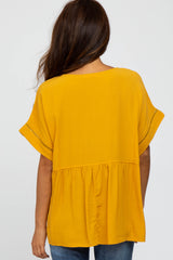 Yellow Babydoll V-Neck Top