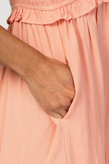 Coral Ruffle Tiered Midi Dress