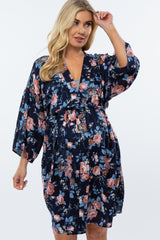 Navy Rose Floral Print Delivery/Nursing Maternity Robe