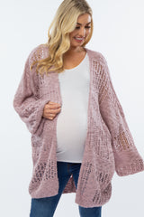 Mauve Knit Maternity Cardigan