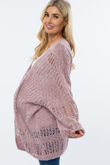 Mauve Knit Maternity Cardigan