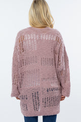 Mauve Knit Maternity Cardigan