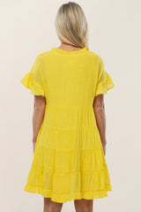 Yellow Tiered Ruffle Accent Maternity Dress