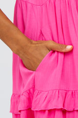 Fuchsia Mock Neck Tiered Dress